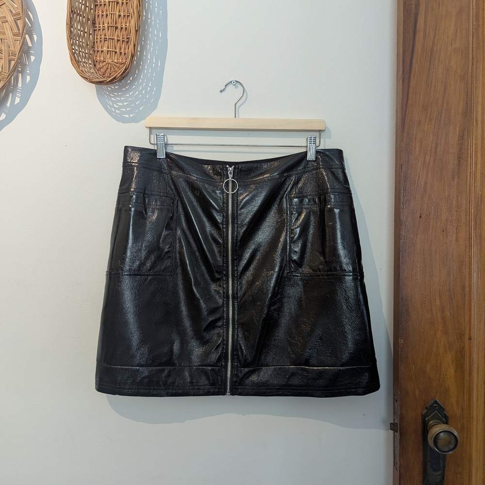 Topshop Black Patent Leather Skirt